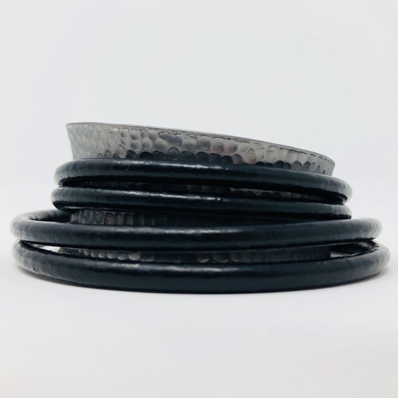 Unique Hi-End French hammered steel wrap bracelet - Picture 3 of 5